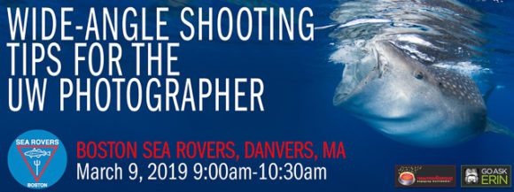 Wide angle workshop at Boston Sea Rovers Clinic. Learn underwater photography.